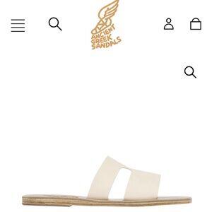 NWOT Ancient Greek Sandals Apteros Off-White Leather Slide Sandals, Size 39